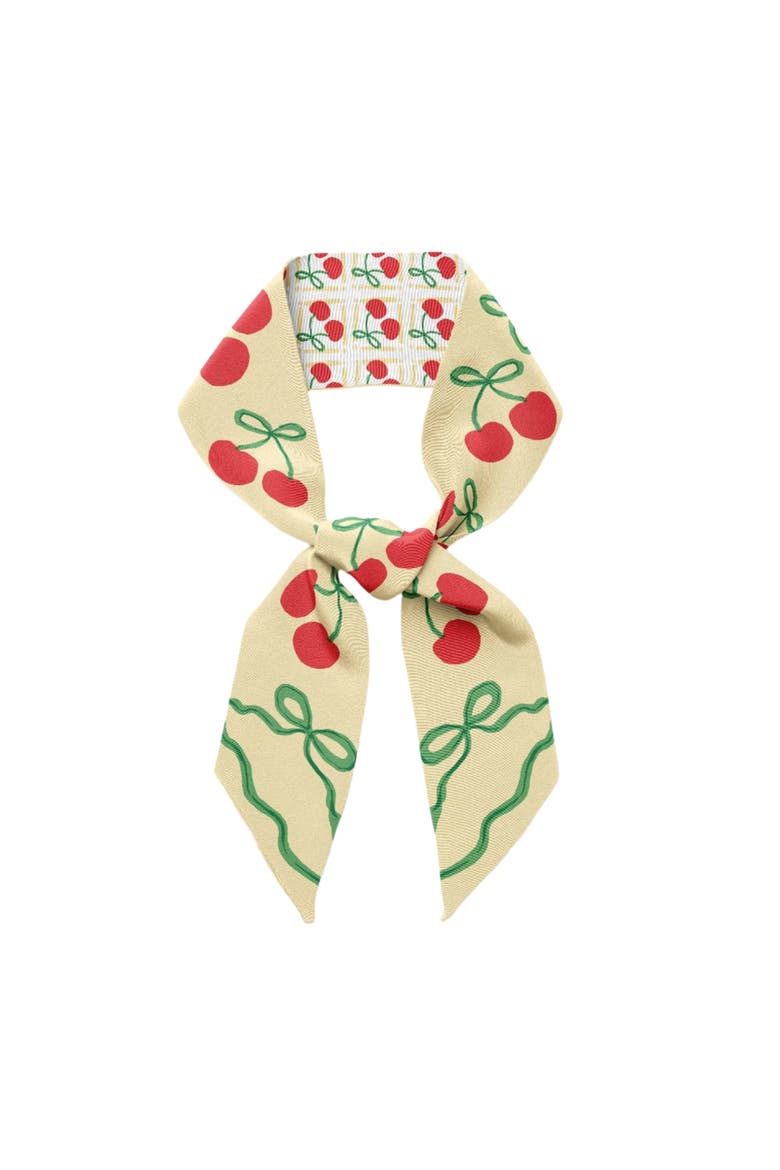 Cherry Twilly Ribbon Scarf, Alternate, color, Red