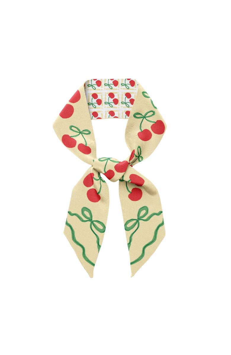 Centinelle Cherry Twilly Ribbon Scarf, Alternate, color, Red