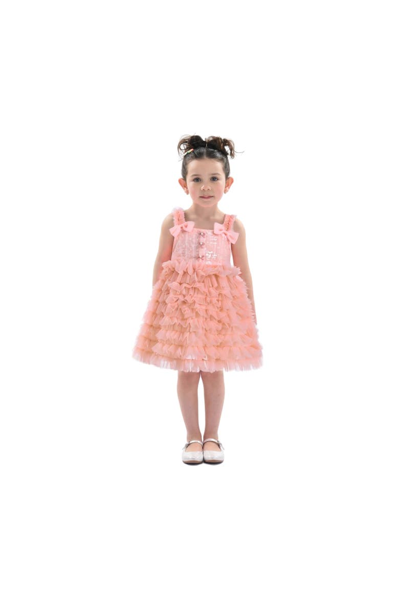 Bow Tiered Tulle Dress, Alternate, color, Pink