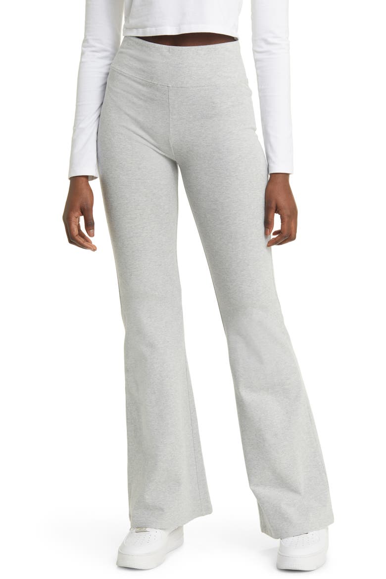 High Waist Stretch Cotton Flare Leggings, Main, color, GREY HEATHER