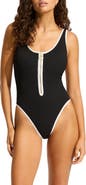 Seafolly Retro Contrast Trim One-Piece Swimsuit
