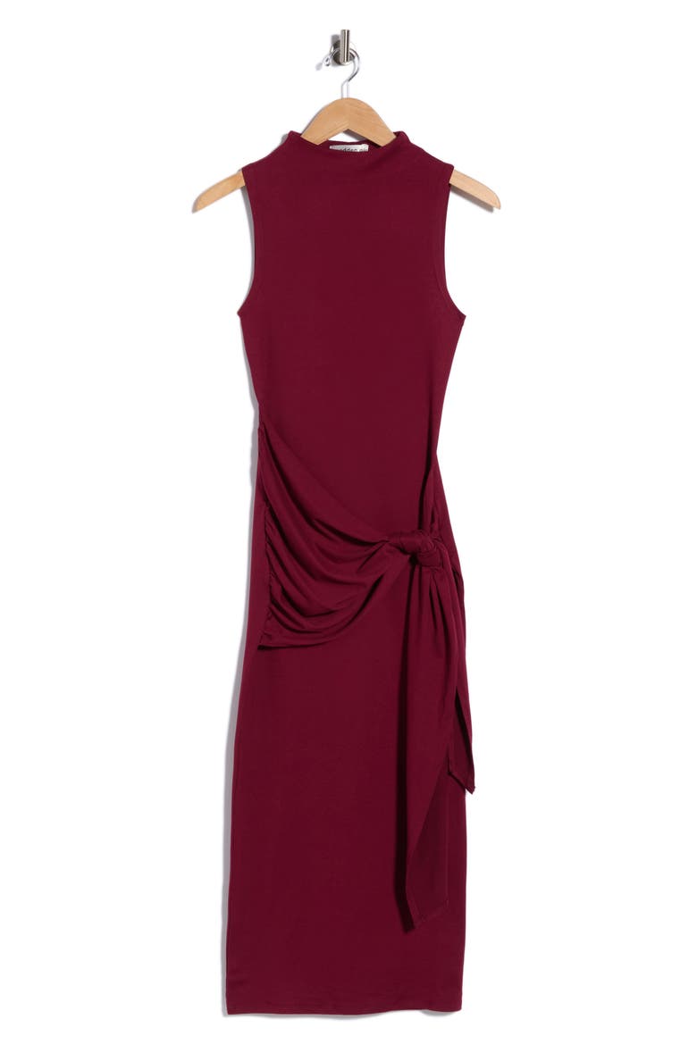 Funnel Neck Tie Side Maxi Dress, Main, color, MAUVE WINE