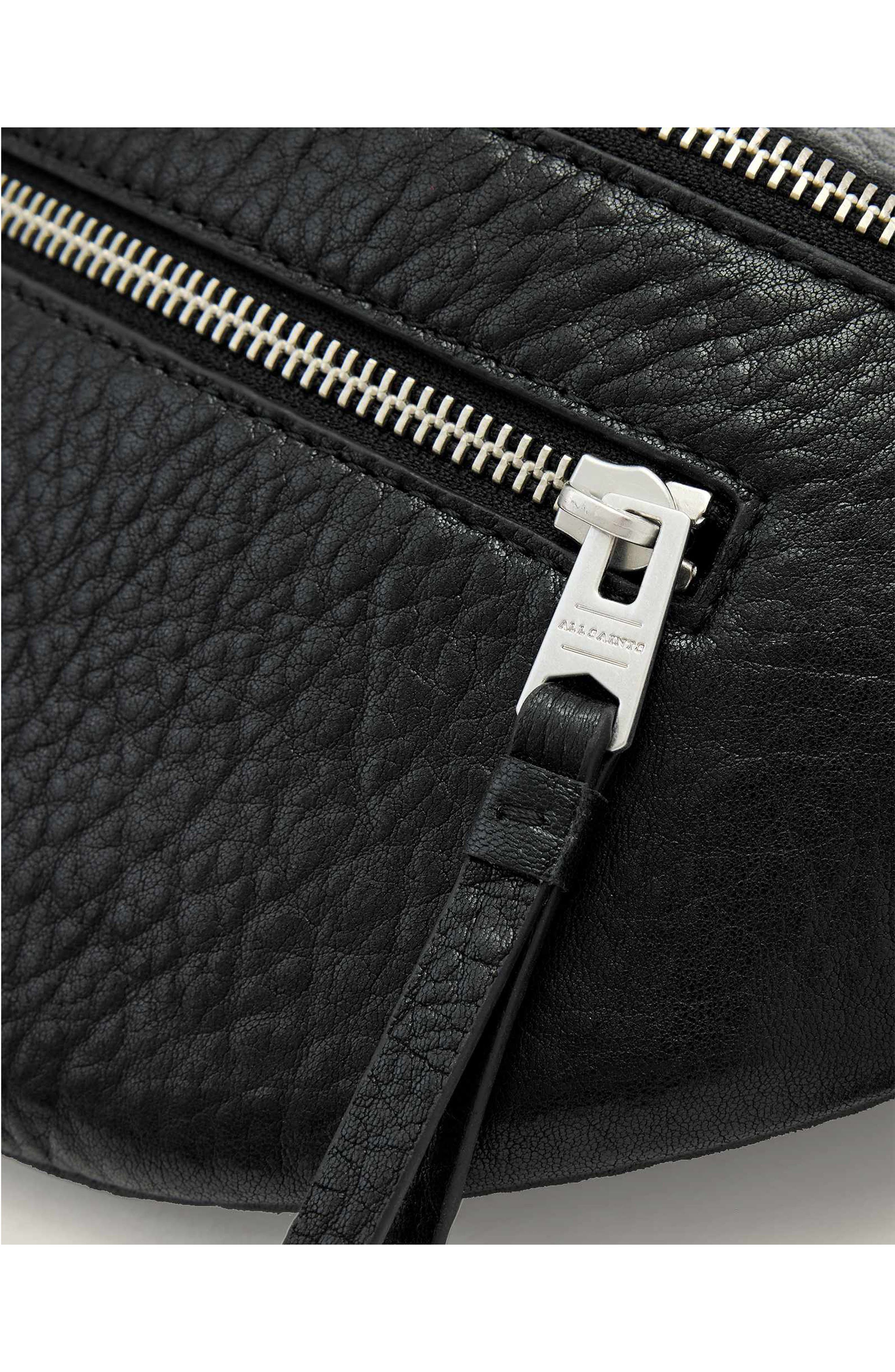 AllSaints Itoko Lambskin Leather Bum Bag, Alternate, color, Black