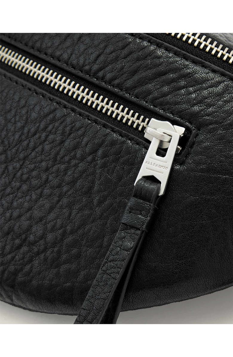 AllSaints Itoko Lambskin Leather Bum Bag, Alternate, color, Black
