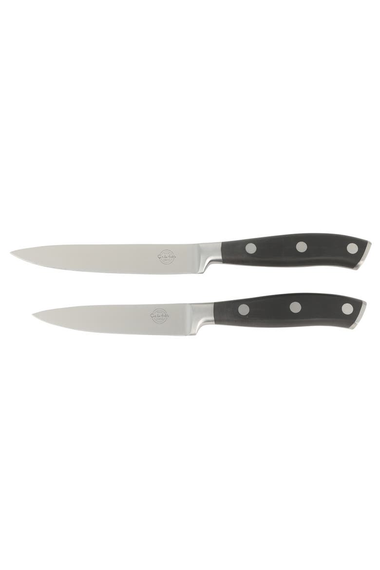 High-Carbon German Steel Full Tang Forged Knife Block Set with Ashwood Block, Alternate, color, Black