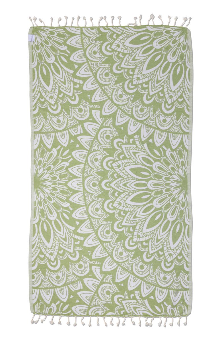 InfuseZen Mandala Organic Turkish Towel, Main, color, Olive
