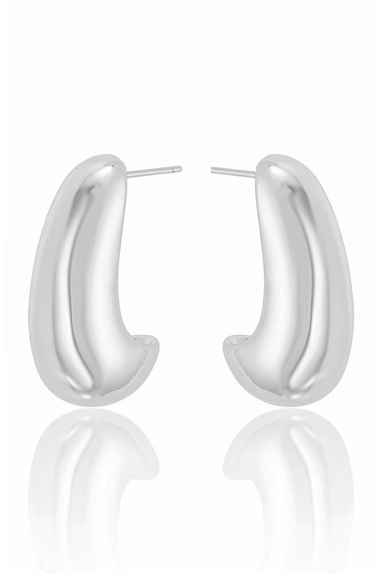 Smooth Half Hoop Earrings, Alternate, color, SILVER