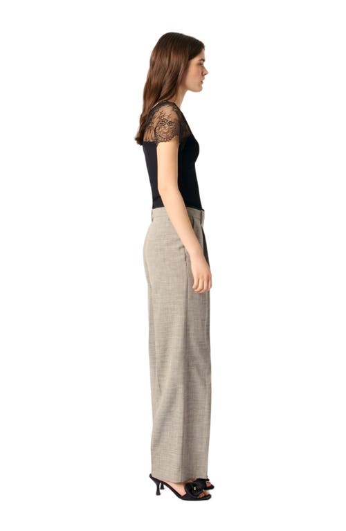 Maje Jersey Top With Lace Trim In Black