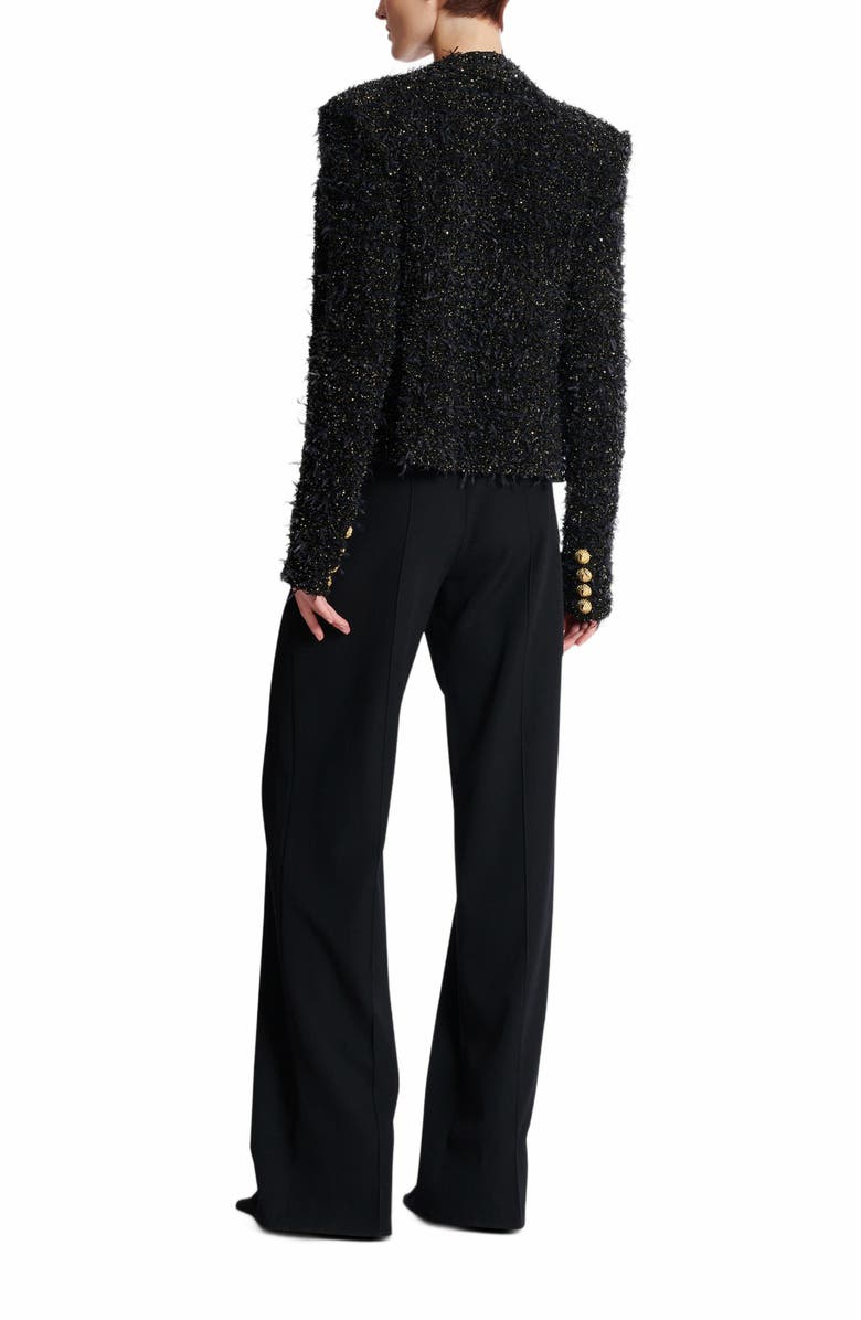 Balmain Edge-To-Edge Tweed Jacket, Alternate, color, Black