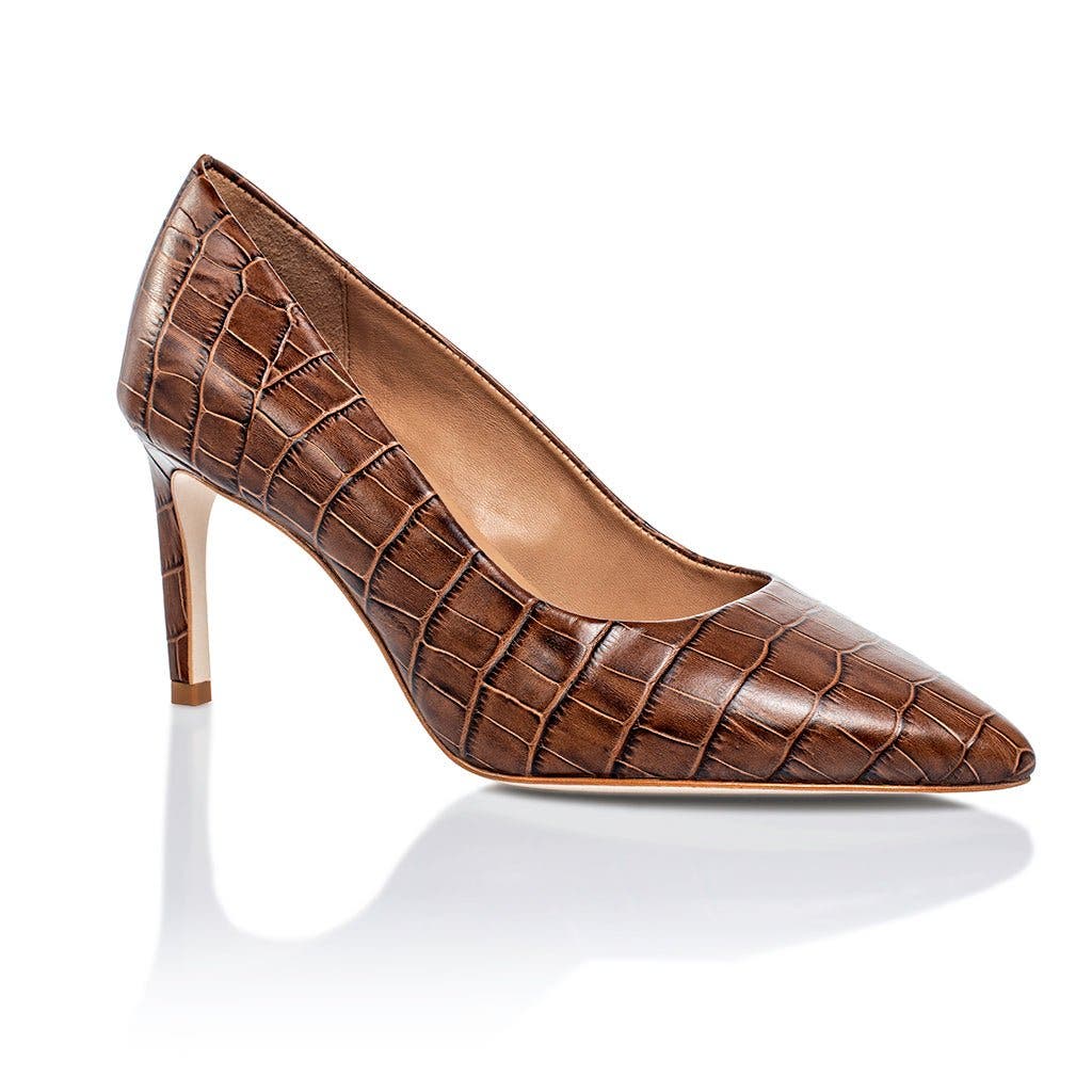 Joan Oloff Shoes Deborah 2.0 Pump, Alternate, color, Brown Croco