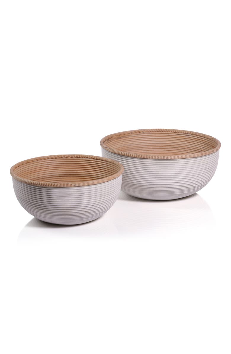 Zodax Sedna Set of 2 Rattan Bowls, Main, color, White