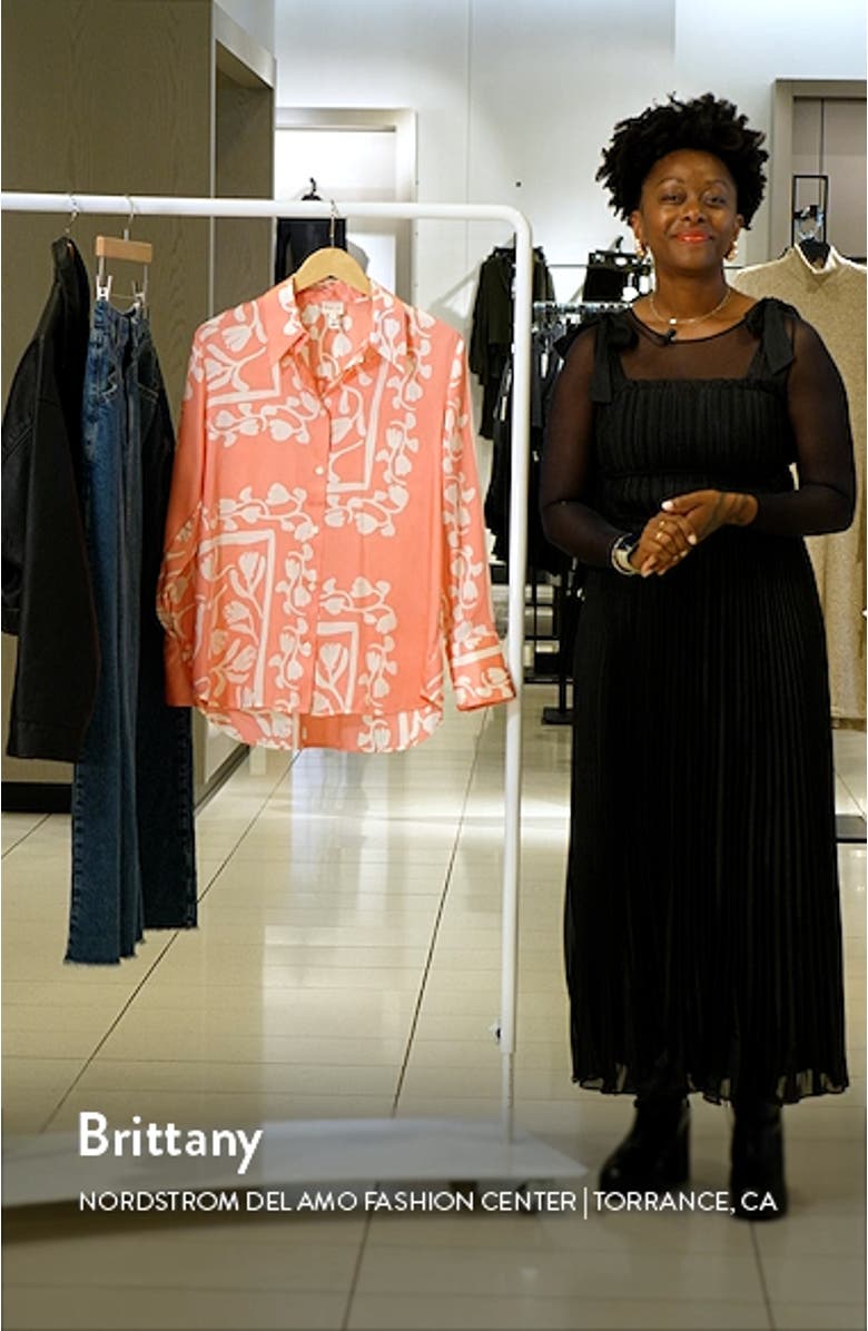 Oversize Vine Print Satin Shirt, sales video thumbnail