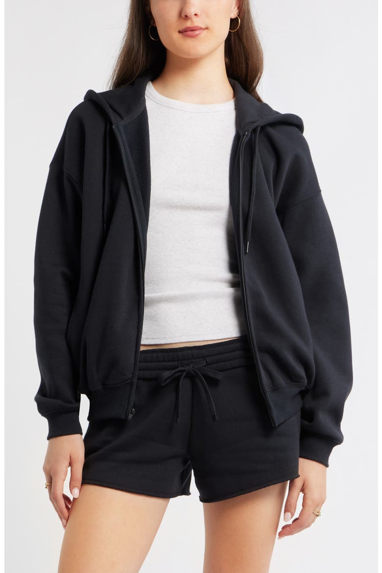 Bubble Zip Hoodie, Main, color, BLACK JET
