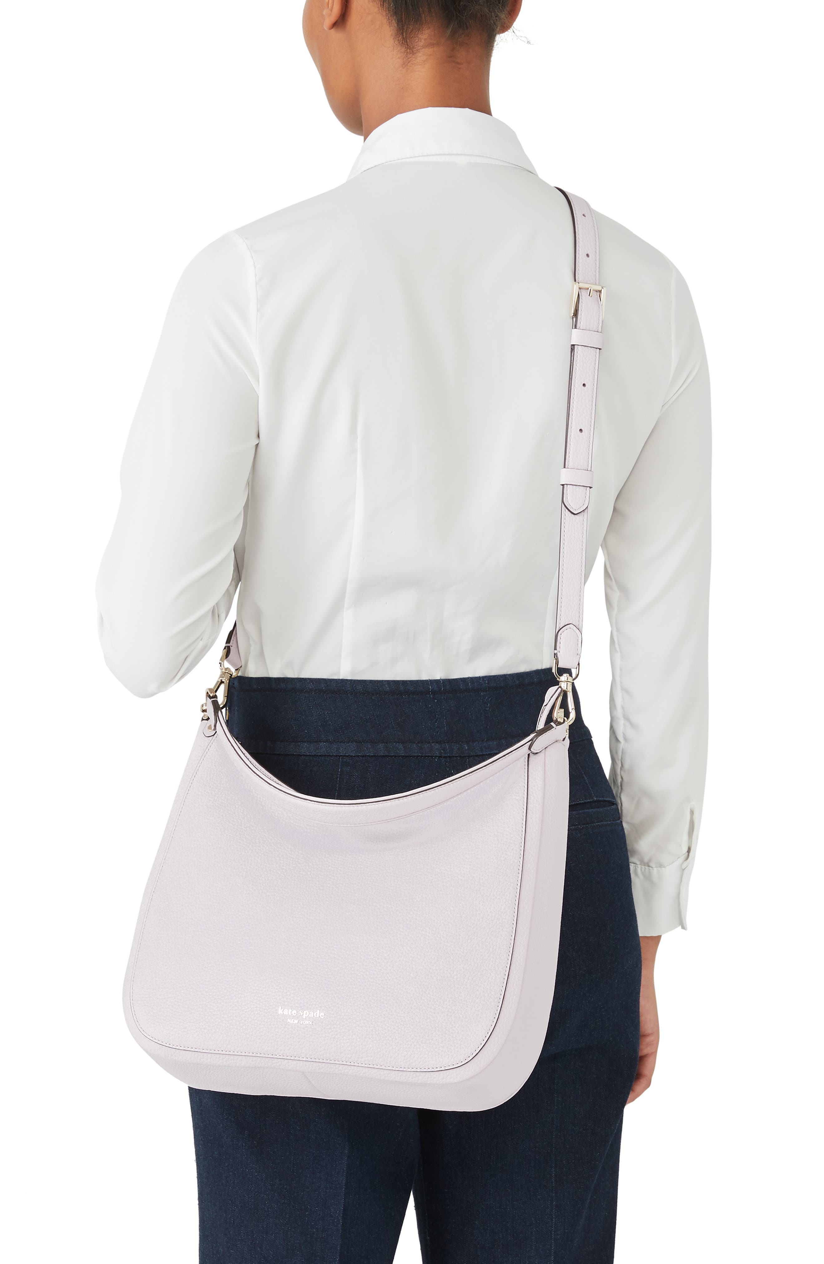 Kate Spade New York roulette large leather hobo bag, Alternate, color, 