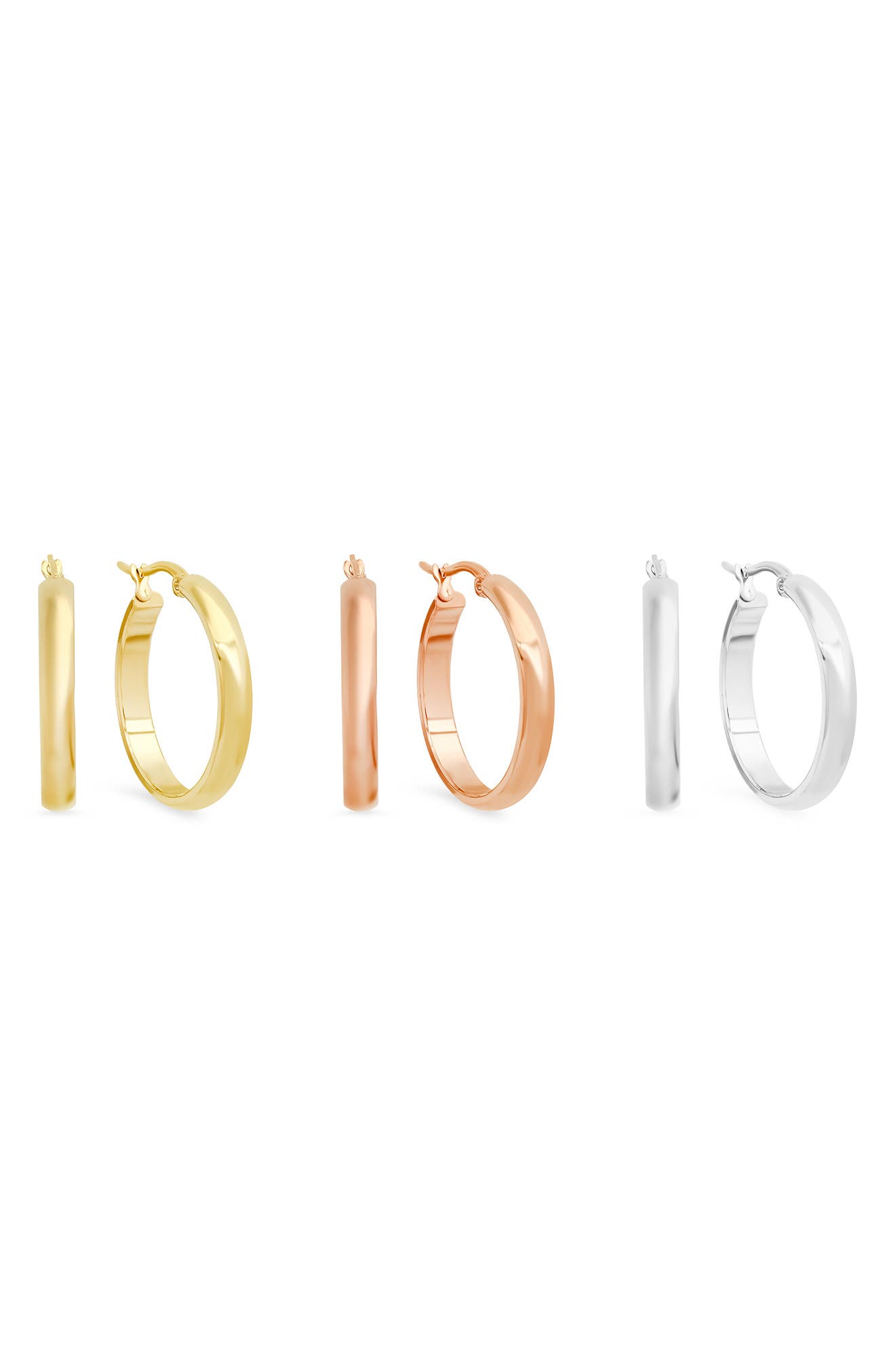 HMY JEWELRY Set of 3 27mm Hoop Earrings