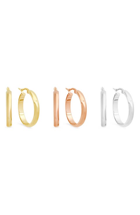 Set of 3 27mm Hoop Earrings