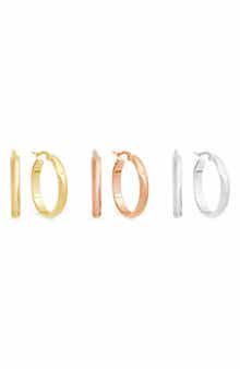 HMY JEWELRY Set of 3 27mm Hoop Earrings