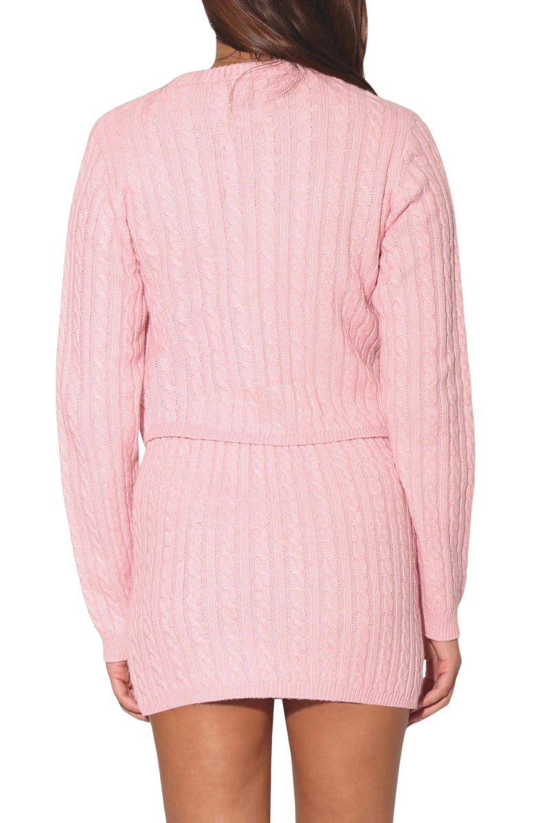 Walter Baker Giselle Cable Stitch Cardigan Sweater, Alternate, color, Pink