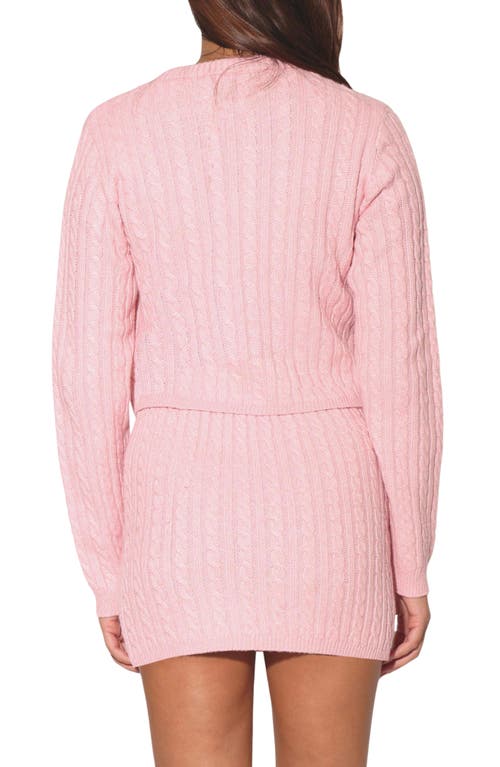 Walter Baker Giselle Cable Stitch Cardigan Sweater In Pink