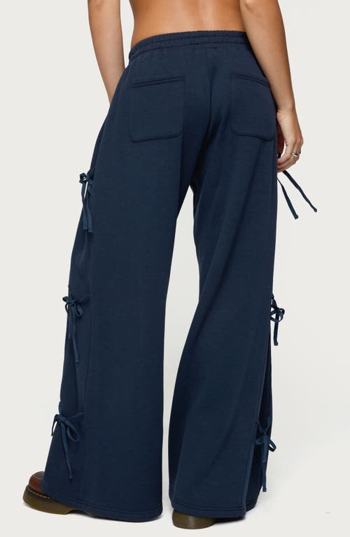 Edikted Claudette Ribbon Baggy Sweatpants In Blue