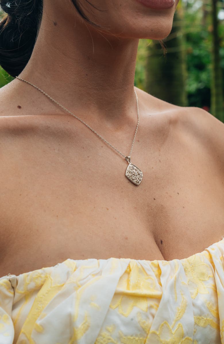 Sterling Forever Ophelia Flower Medallion Pendant Necklace, Alternate, color,