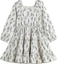 Mabel + Honey Gracie Long Sleeve Floral Square Neck Tiered Dress