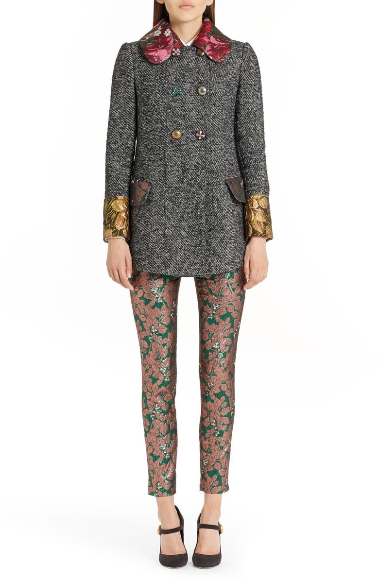 Dolce&Gabbana Jacquard Trim Tweed Coat, Alternate, color, Fantasy