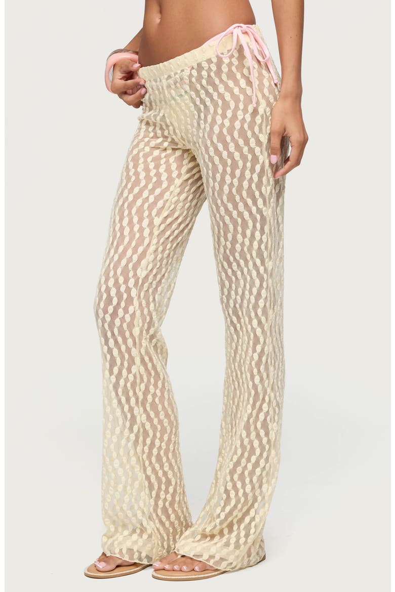 Liliette Sheer Textured Pants, Alternate, color, YELLOW