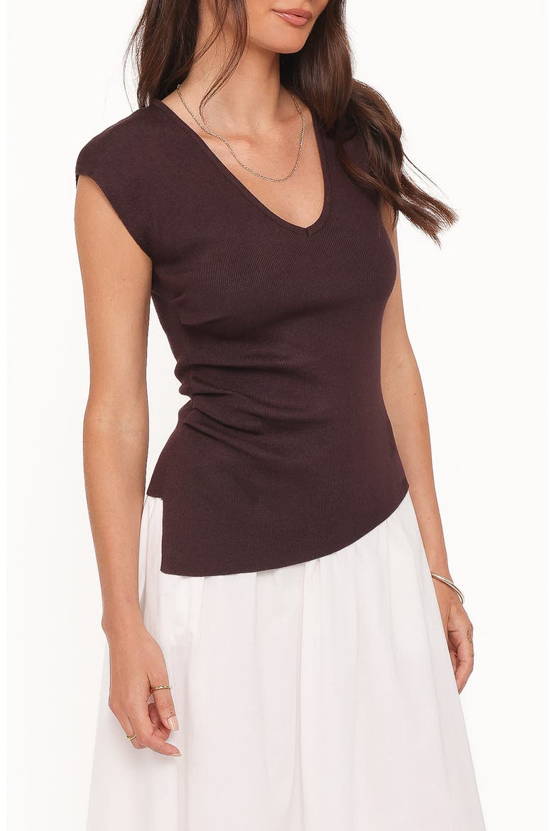 Side Ruched Knit Top, Alternate, color, CHOCOLATE BROWN