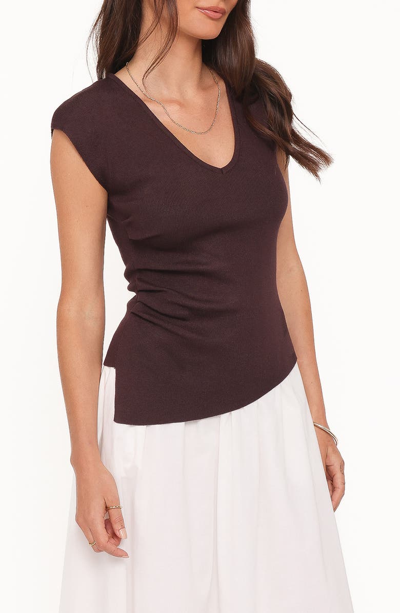 Petal & Pup Side Ruched Knit Top, Alternate, color, Chocolate Brown