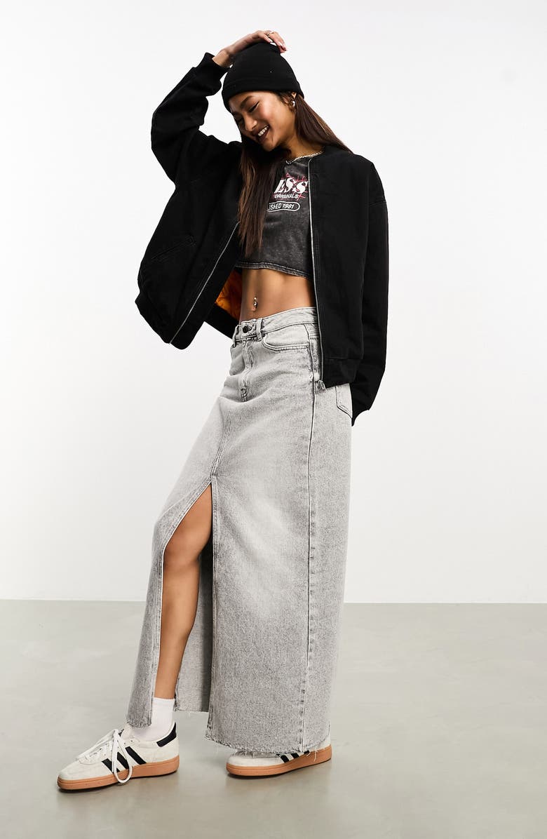 ASOS DESIGN Denim Bomber Jacket, Alternate, color,