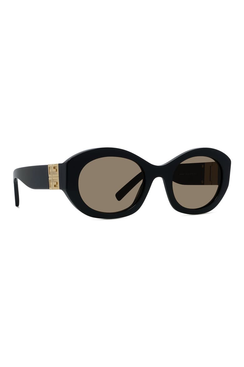 4G Oval Sunglasses, Alternate, color, SHINY BLACK / BROWN