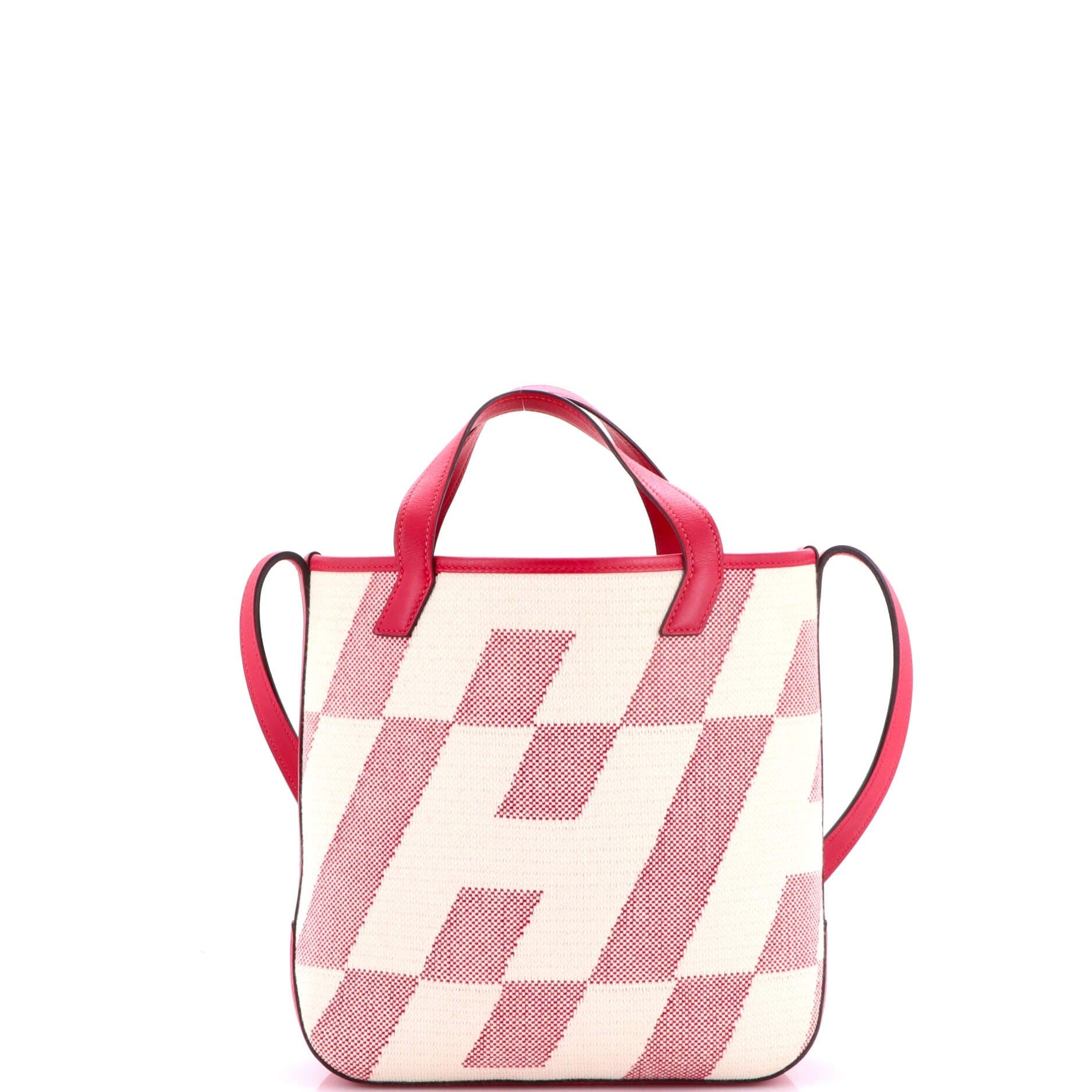 Cabas H en Biais Tote Canvas with Leather 27, Alternate, color, Framboise
