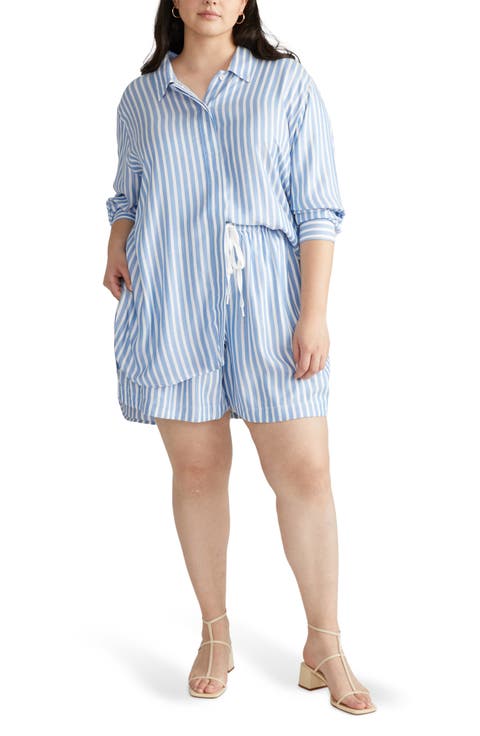 Toni Stripe Button-Up Tunic (Regular & Plus)