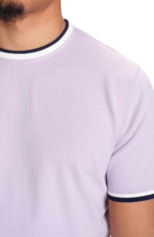 Studio Garnet Los Angeles Contrast Collar Short Sleeve Sweater In Lavender