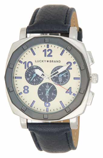 Octagonal Leather Strap Watch, 44mm