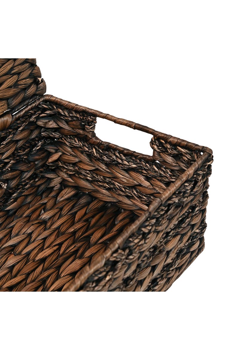 Sandrine Classic Farmhouse Hand-Woven Hyacinth Storage Baskets with Handles and Lids, Alternate, color, Brown