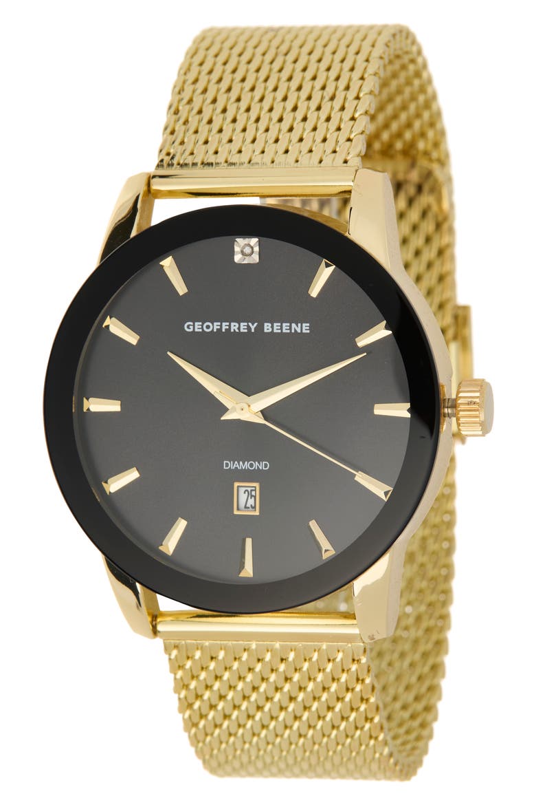 Men's Diamond Mesh Strap Watch, 41mm - 0.001 ctw, Main, color, GOLD