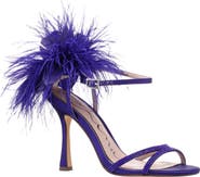 Nina Demi Faux Feather Ankle Strap Sandal