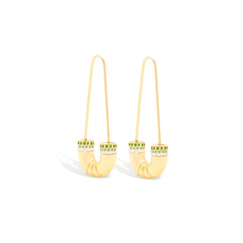 Crew Tube Earring - Tsavorite & Diamond