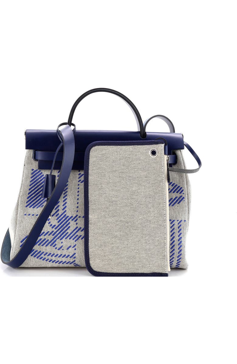 Pre-Owned Hermes Herbag Zip Relief Brides de Gala Toile and Leather 31, Alternate, color, Bleu Saphir