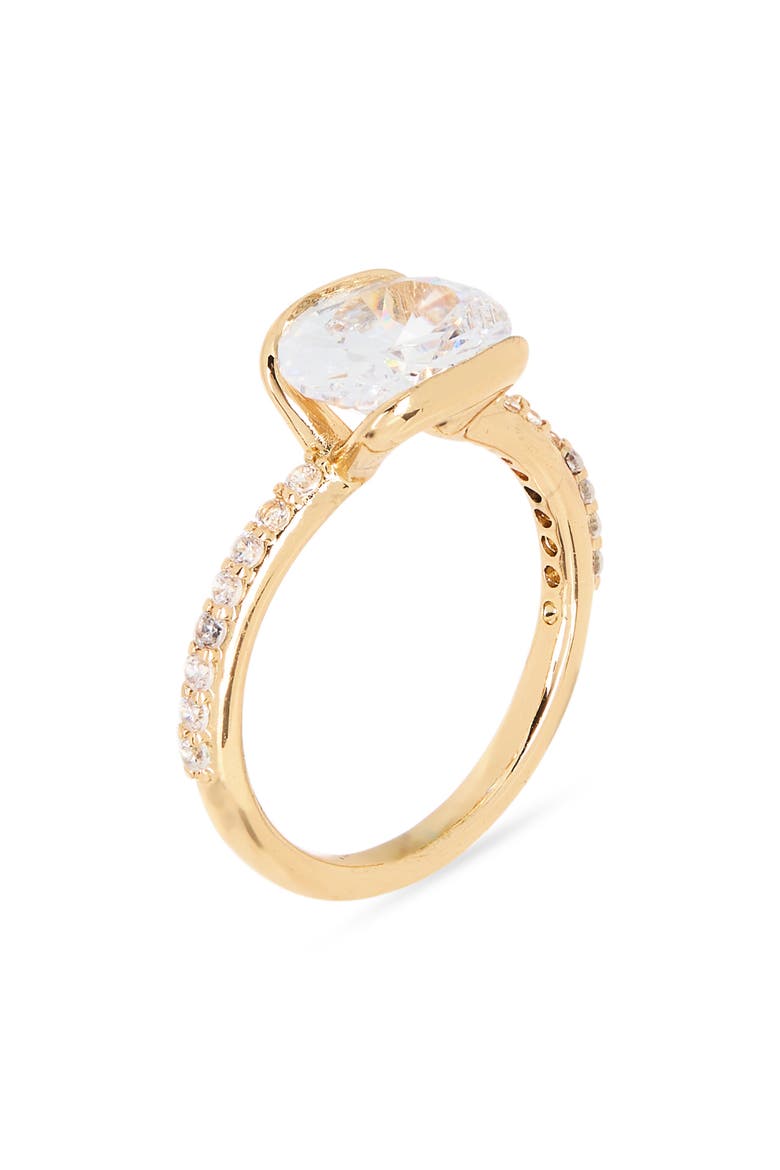 Cubic Zirconia Cushion Engagement Ring, Main, color, CLEAR- GOLD