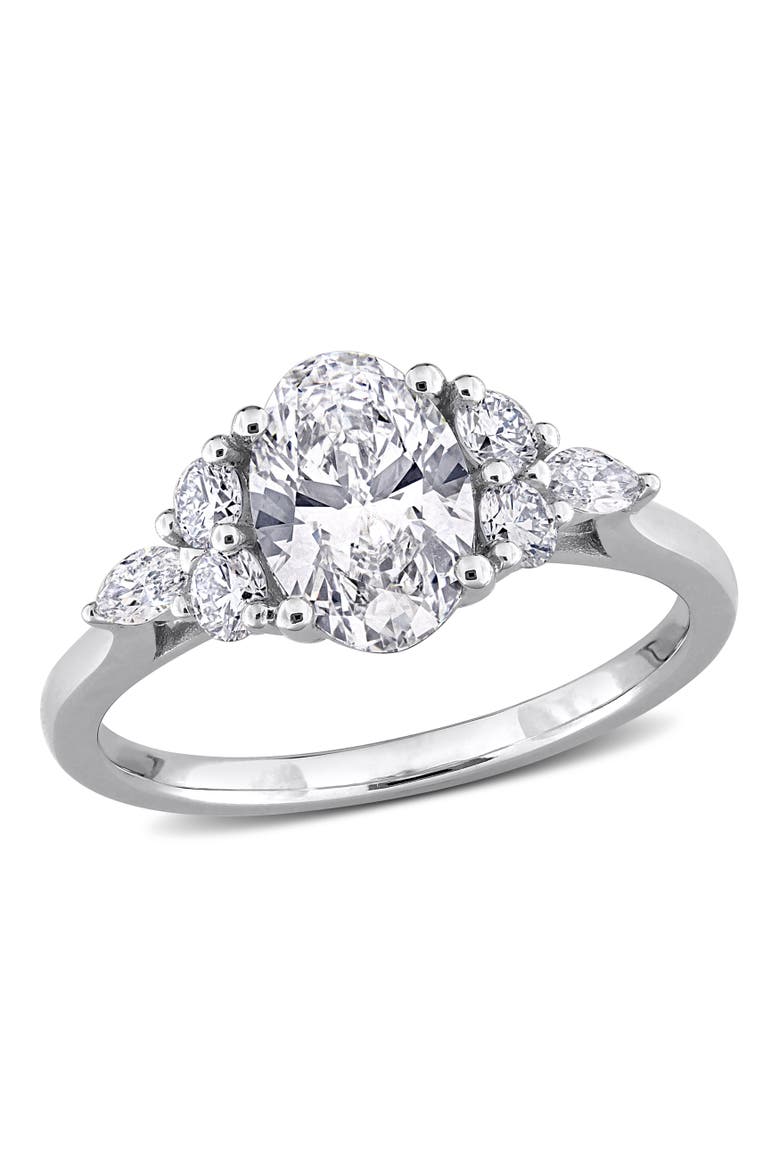 1-5/8 CTW Lab-Grown Diamond Cluster Ring 14k, Main, color, White Gold