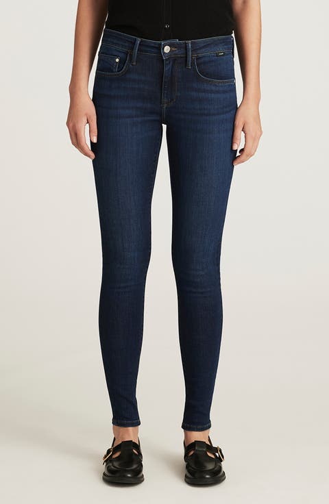 Adriana Mid Rise Skinny Jeans (Dark Supersoft)
