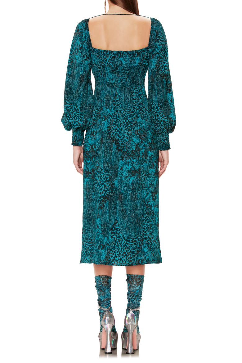 Lina Corset Midi Dress, Alternate, color, TEAL ANIMAL