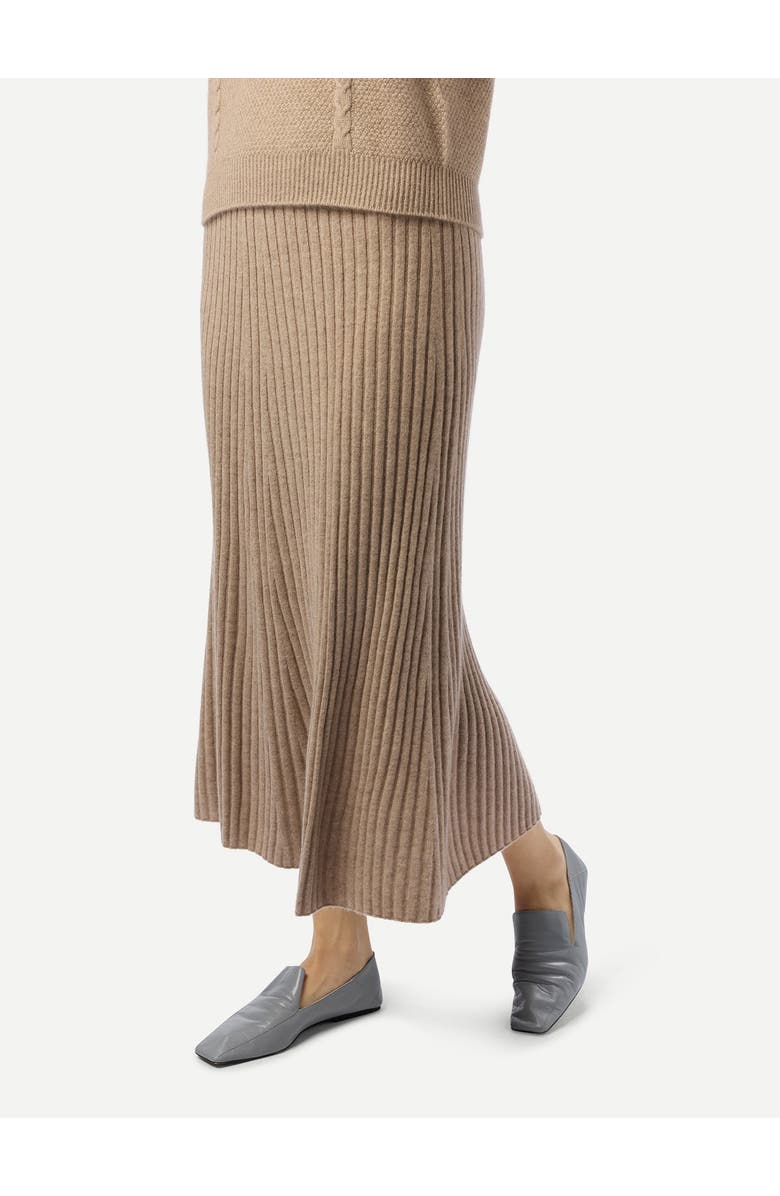 Gobi Cashmere Calf-Length Cashmere Knit Skirt, Alternate, color, Warm Grey