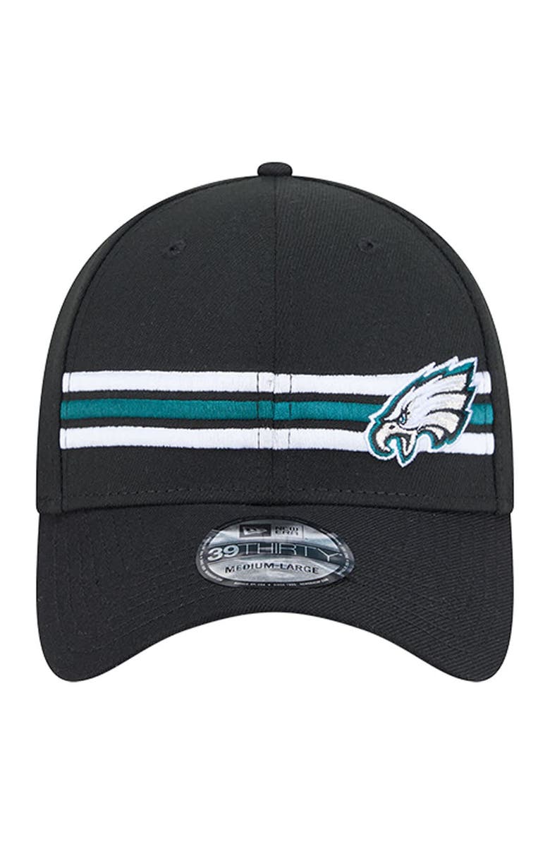 New Era Men's New Era Black Philadelphia Eagles Stripes 39THIRTY Flex Hat, Alternate, color, Black