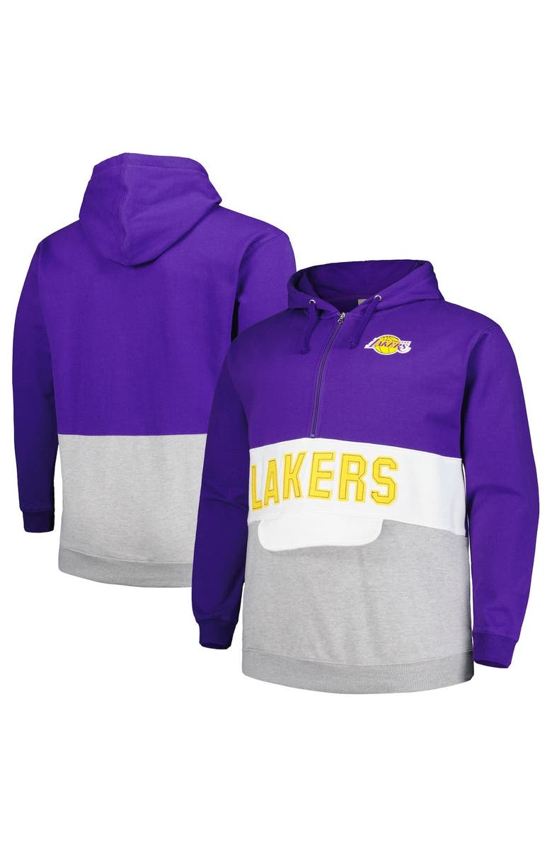 FANATICS Men's Fanatics Branded Purple Los Angeles Lakers Big & Tall Anorak Half-Zip Hoodie, Main, color, Purple