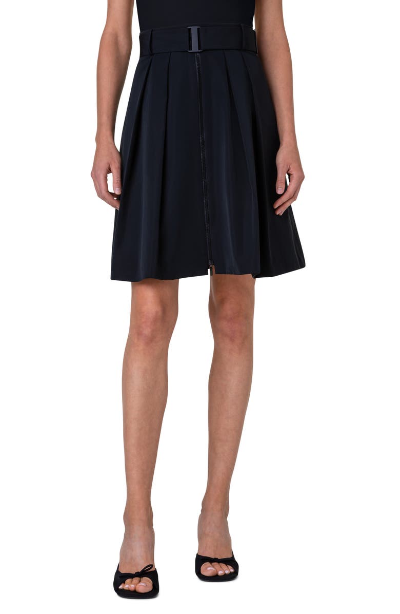 Akris punto Belted Taffeta Skirt, Main, color,