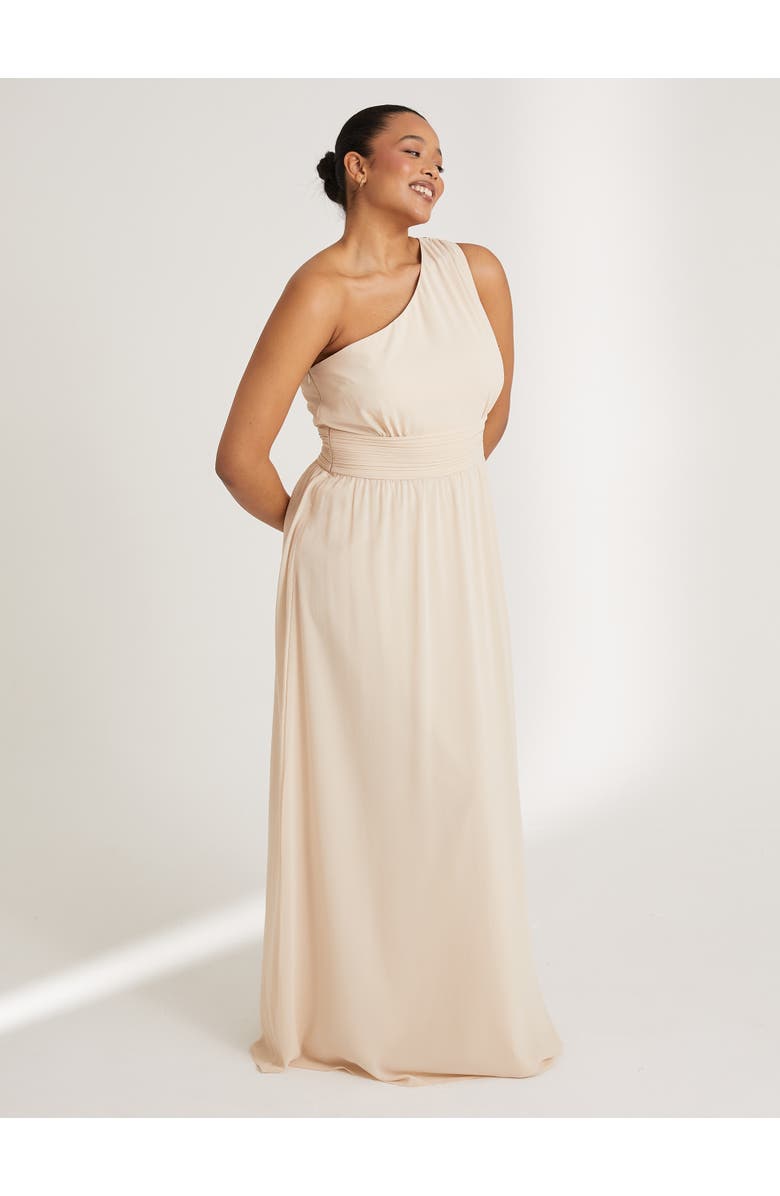Six Stories One Shoulder Chiffon Bridesmaid Dress, Alternate, color, Cream